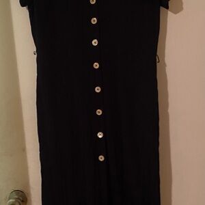 Wilfred Black Midi Dress with Button Detail